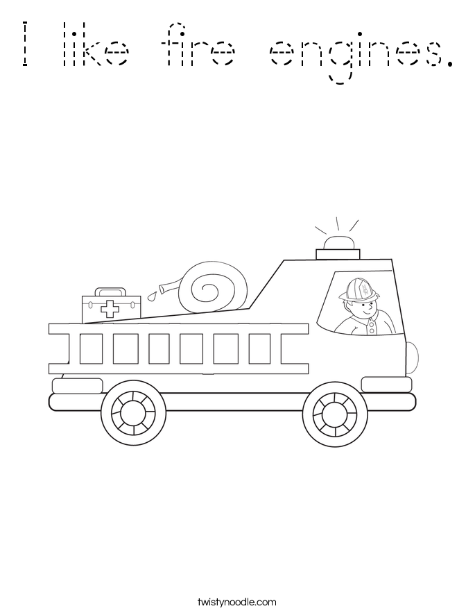 I like fire engines. Coloring Page