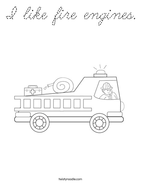 Fire Truck with Firefighter Coloring Page