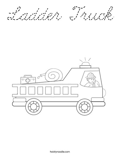 Fire Truck with Firefighter Coloring Page