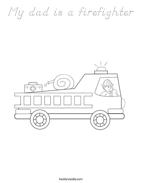 Fire Truck with Firefighter Coloring Page