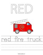 red fire truck Handwriting Sheet