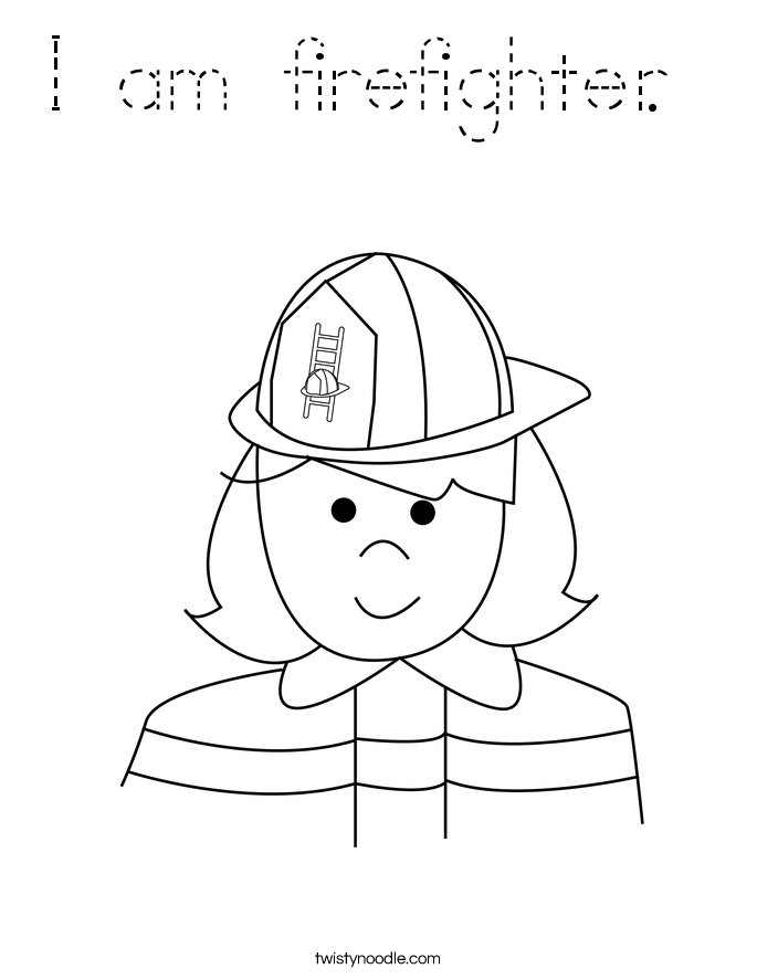 I am firefighter Coloring Page - Tracing - Twisty Noodle