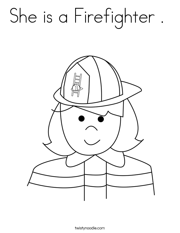 She is a Firefighter .  Coloring Page