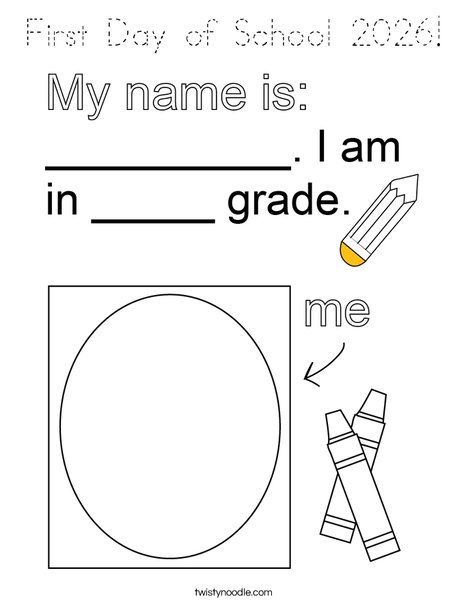 First Day of School 2019 Coloring Page