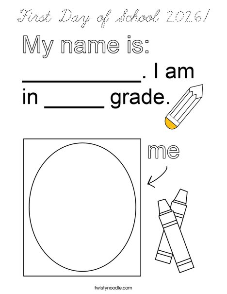 First Day of School 2019 Coloring Page