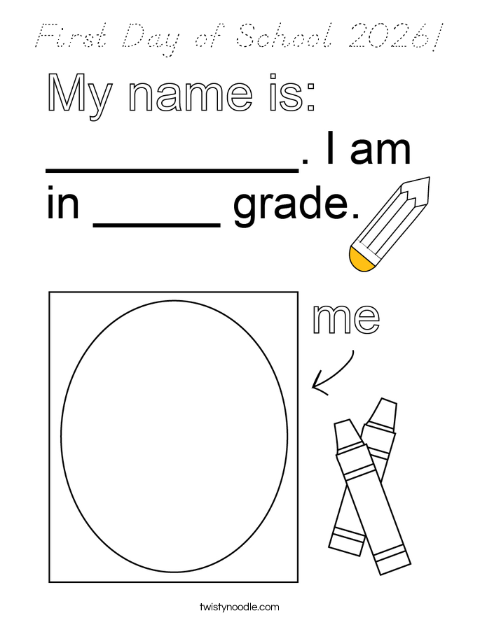 First Day of School 2026! Coloring Page