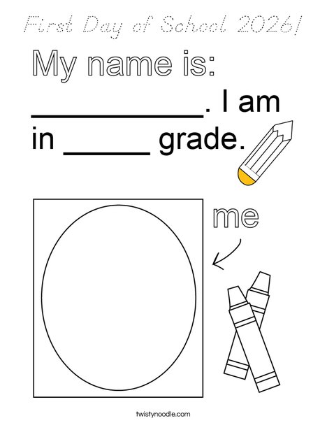 First Day of School 2019 Coloring Page