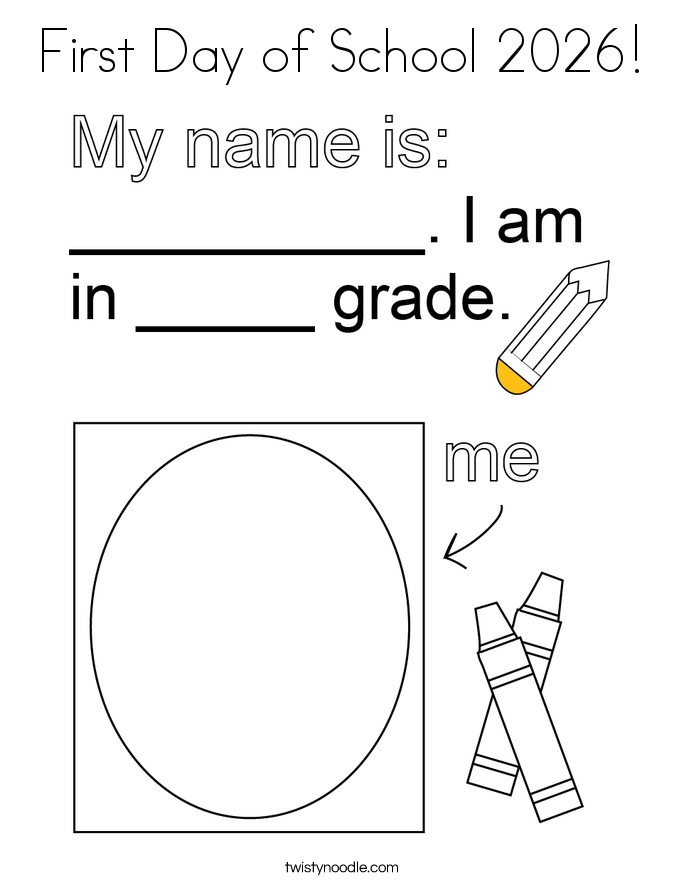 First Day of School 2026! Coloring Page