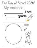 First Day of School 2026! Coloring Page