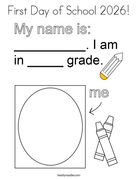 First Day of School 2019 Coloring Page