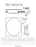 First Day of School 2026! Worksheet