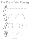 First Day of School Tracing Coloring Page