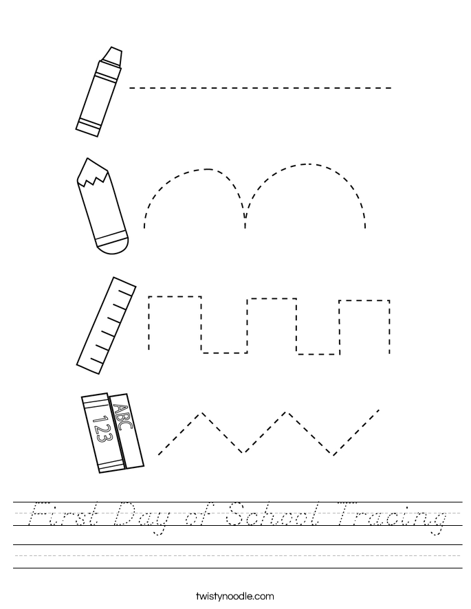 First Day of School Tracing Worksheet