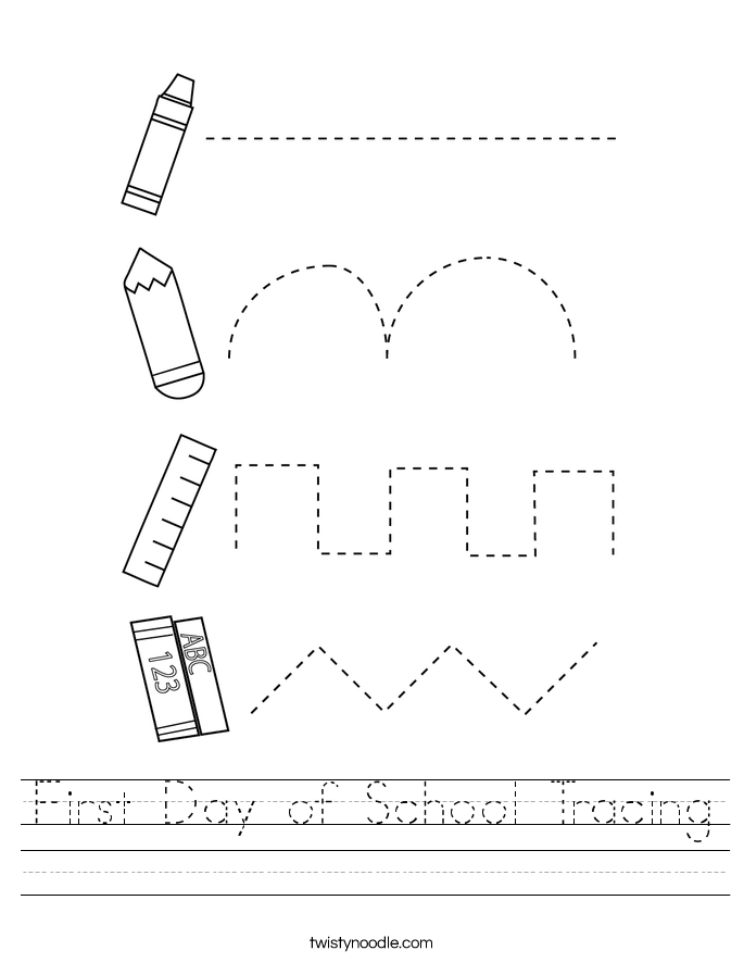 First Day of School Tracing Worksheet