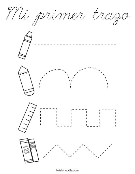 First Day of School Tracing Coloring Page