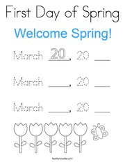 First Day of Spring Coloring Page