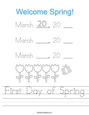 First Day of Spring Handwriting Sheet