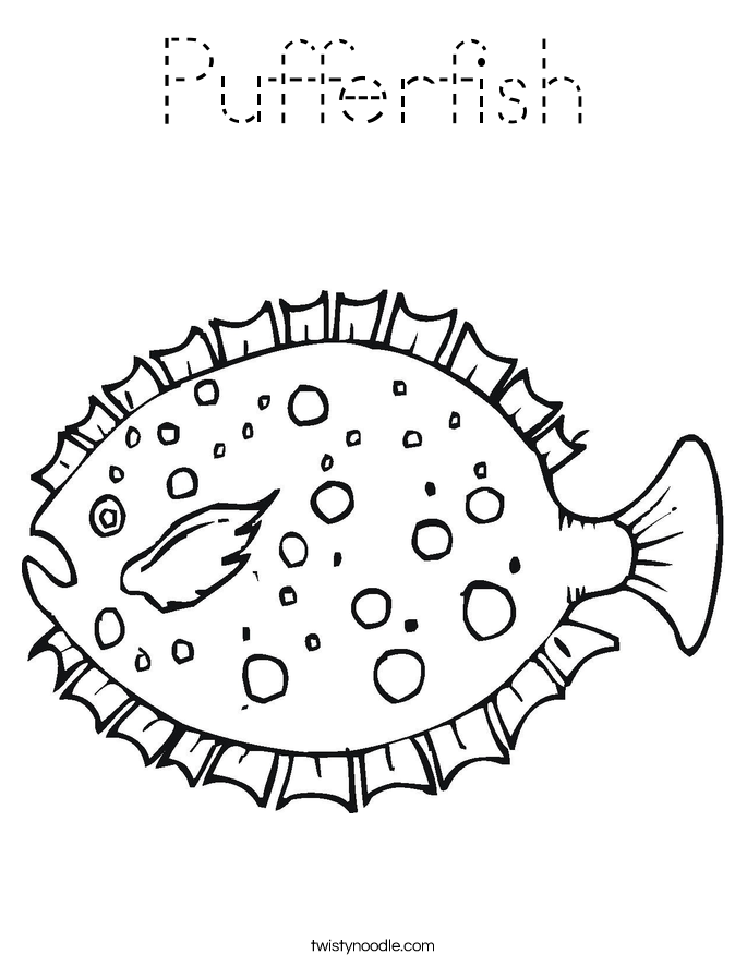 Pufferfish Coloring Page - Tracing - Twisty Noodle