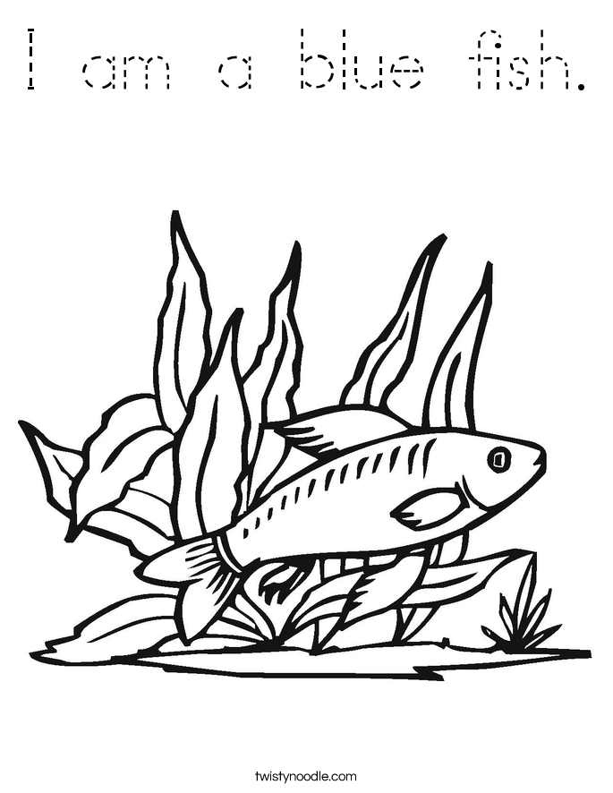 I am a blue fish. Coloring Page