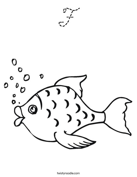 Fish with Bubbles Coloring Page
