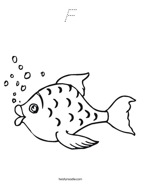 Fish with Bubbles Coloring Page