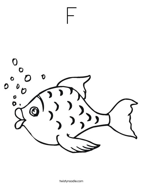 Fish with Bubbles Coloring Page