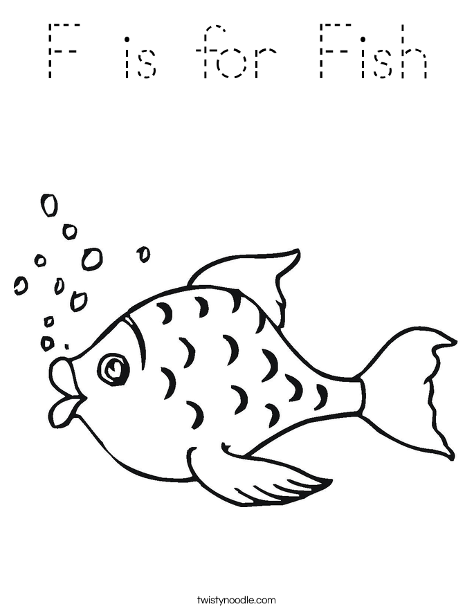 F is for Fish Coloring Page