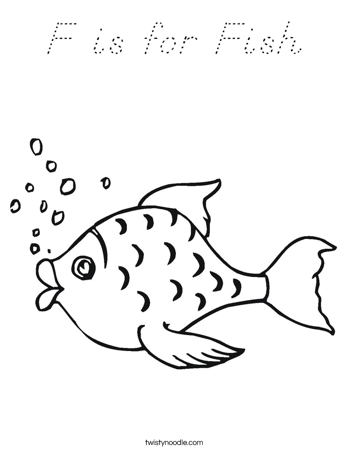 F is for Fish Coloring Page