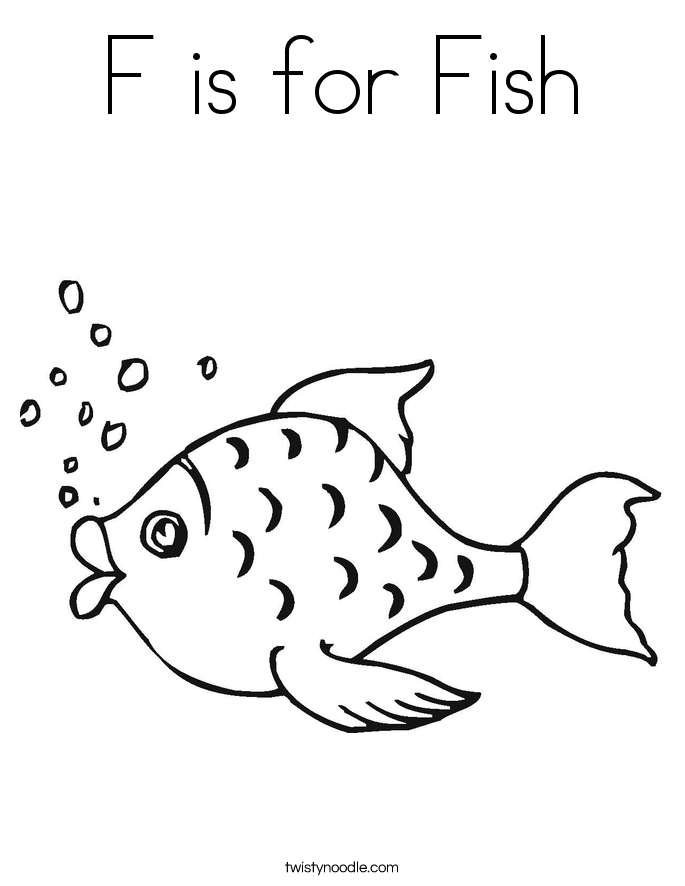 F is for Fish Coloring Page