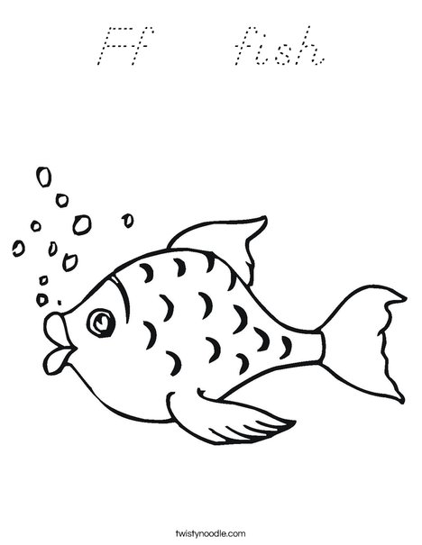 Fish with Bubbles Coloring Page