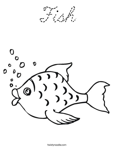 Fish with Bubbles Coloring Page