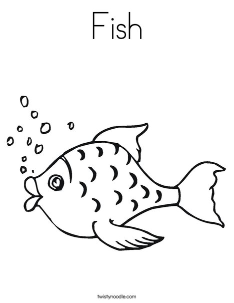 Fish with Bubbles Coloring Page