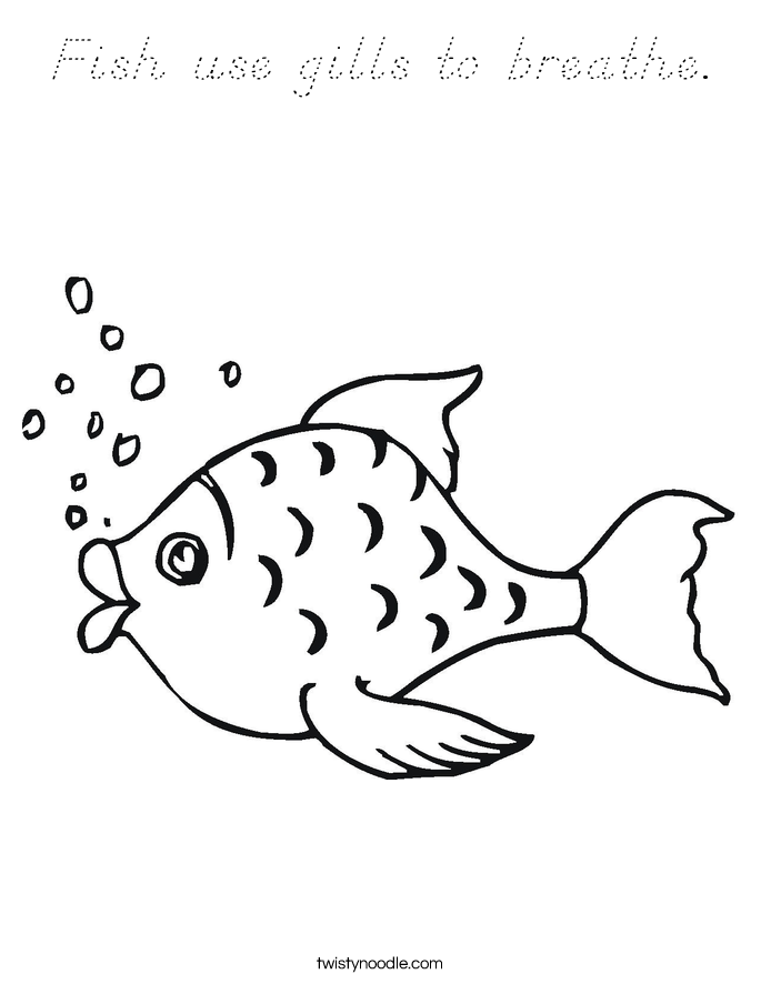 Fish use gills to breathe. Coloring Page