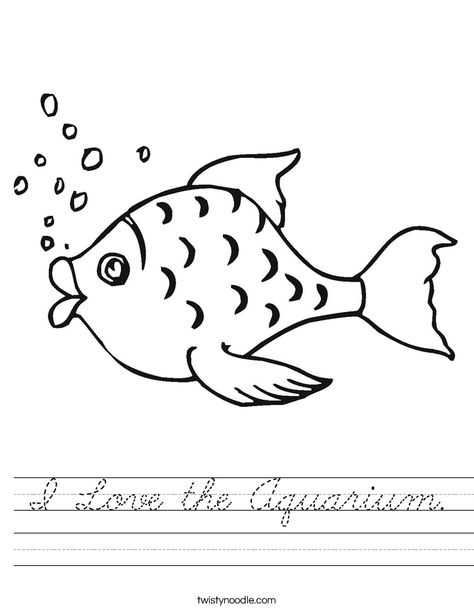 I Love the Aquarium. Worksheet
