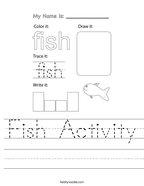 Fish Activity Handwriting Sheet