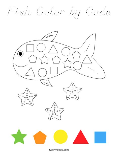 Fish Color by Code Coloring Page