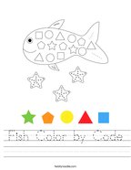 Fish Color by Code Handwriting Sheet
