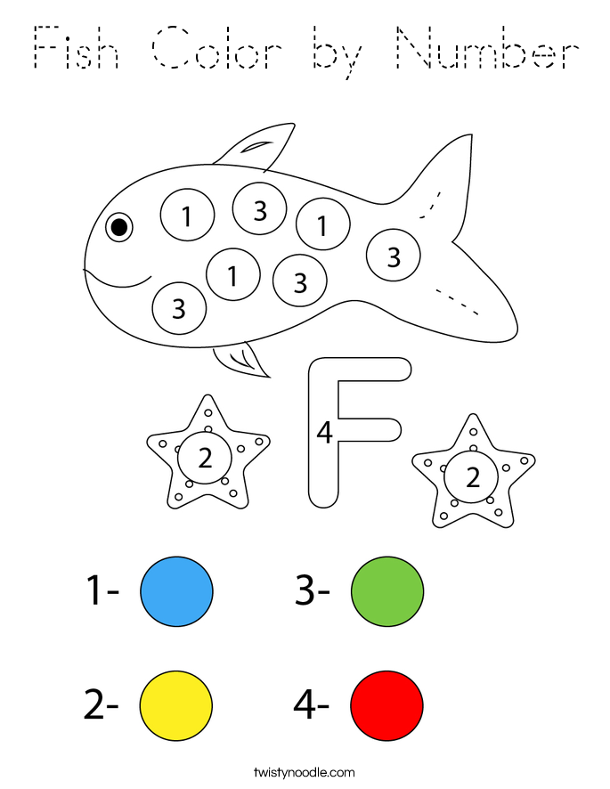 Fish Color by Number Coloring Page
