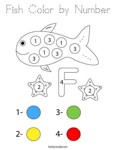Fish Color by Number Coloring Page
