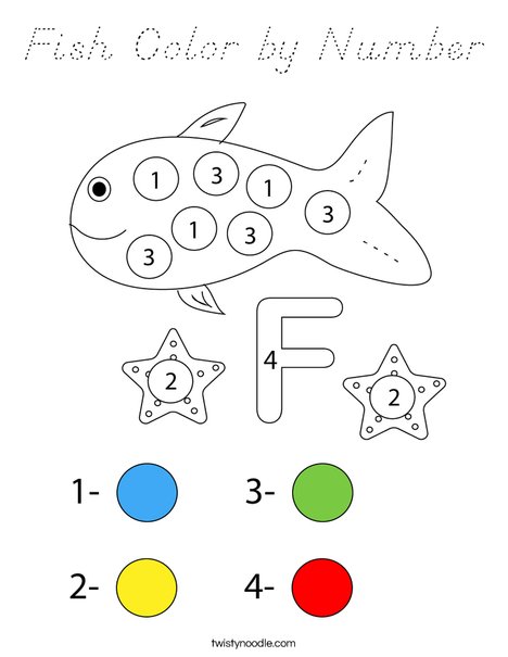 Fish Color by Number Coloring Page