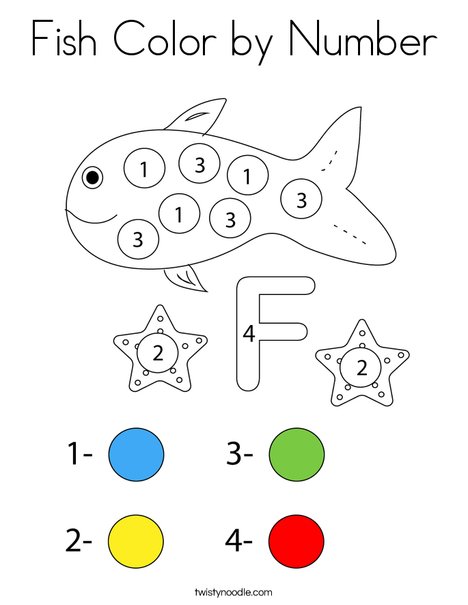 Fish Color by Number Coloring Page
