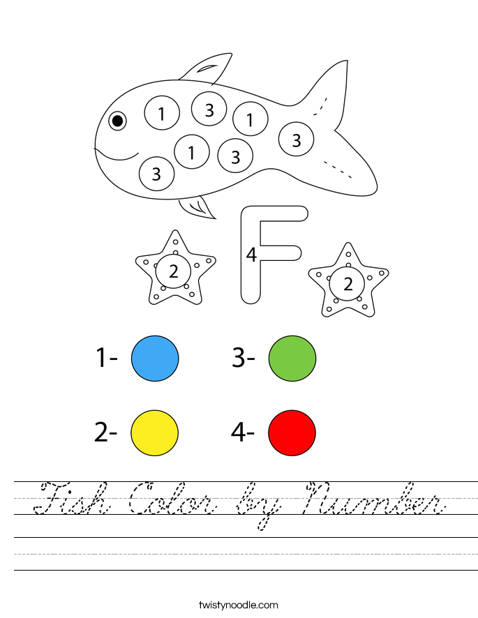 Fish Color by Number Worksheet