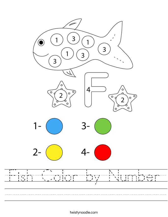 Fish Color by Number Worksheet