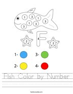 Fish Color by Number Handwriting Sheet