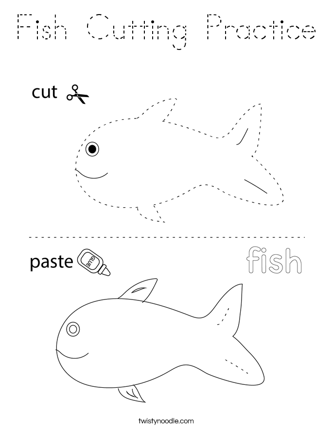 Fish Cutting Practice Coloring Page