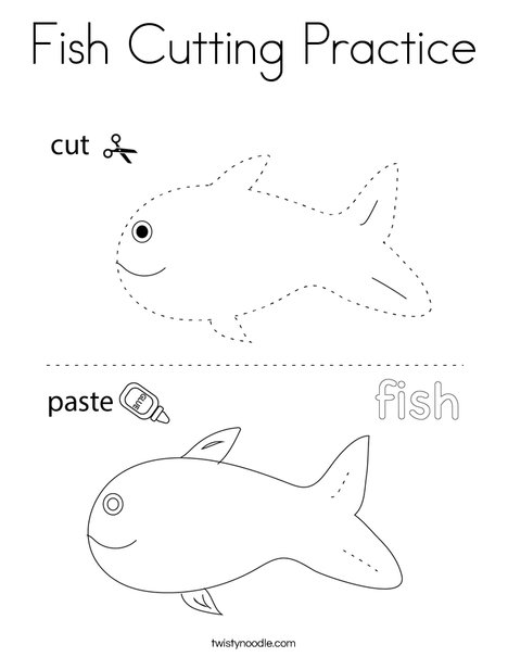 Fish Cutting Practice Coloring Page