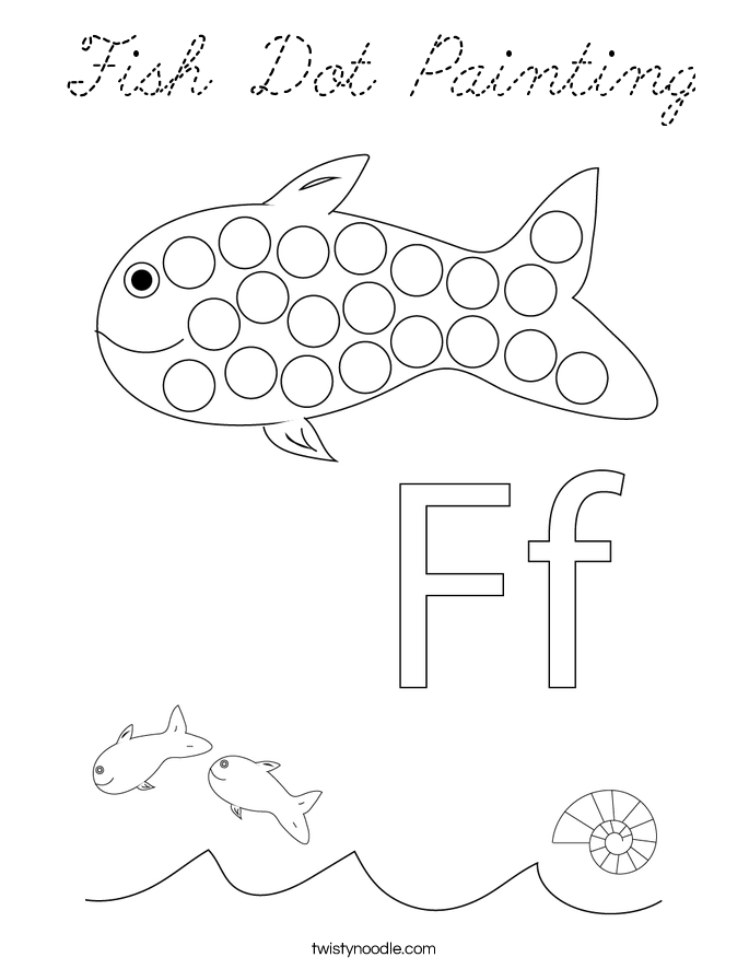 Fish Dot Painting Coloring Page Cursive Twisty Noodle Fish Dot Painting Coloring Page Cursive Twisty Noodle