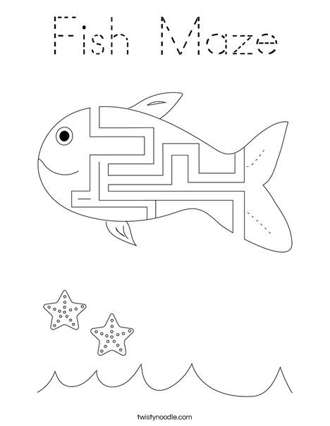 Fish Maze Coloring Page