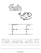 Fish starts with F Handwriting Sheet