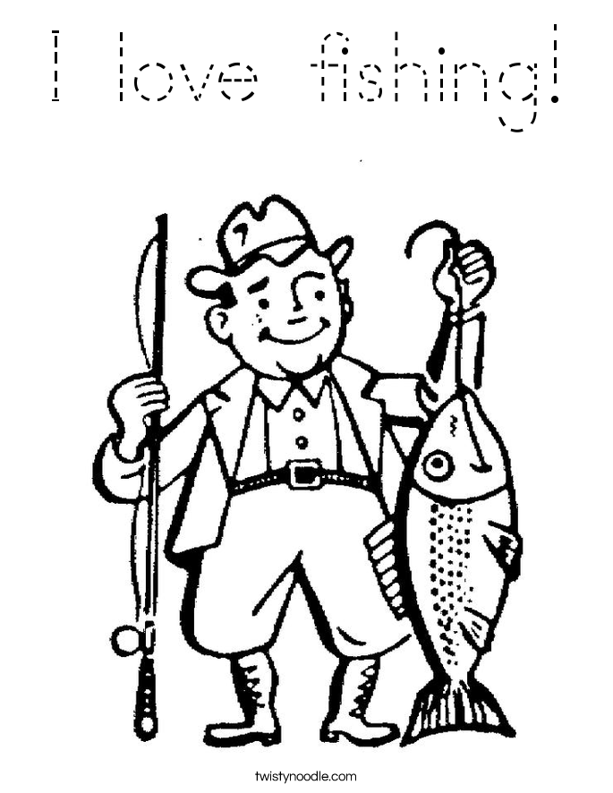 I love fishing! Coloring Page